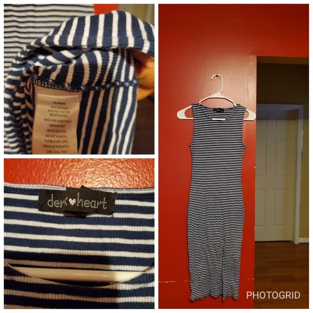 Derek Heart Blue/White Stripe Sundress Size Large